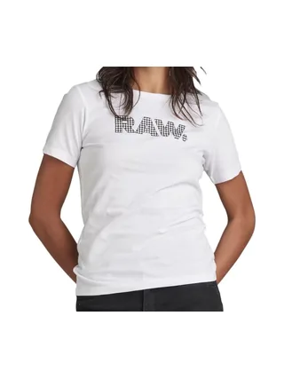 T-shirt Blanc Femme G-Star Raw Anglaise Graphic Raw 1