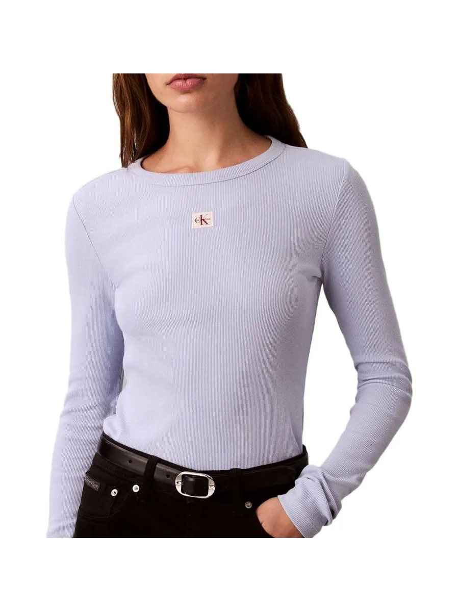T-Shirt Manches Longues Mauve Femme Calvin Klein Jeans Label 2
