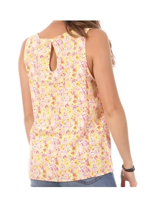 Débardeur Imprimé Jaune/Rose Femme Vero Moda Easy 2