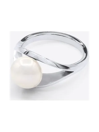 Bague Jonc Véritable Perle d'Eau Douce Bouton 8-9 mm — Argent 925 Millièmes Rhodié 1