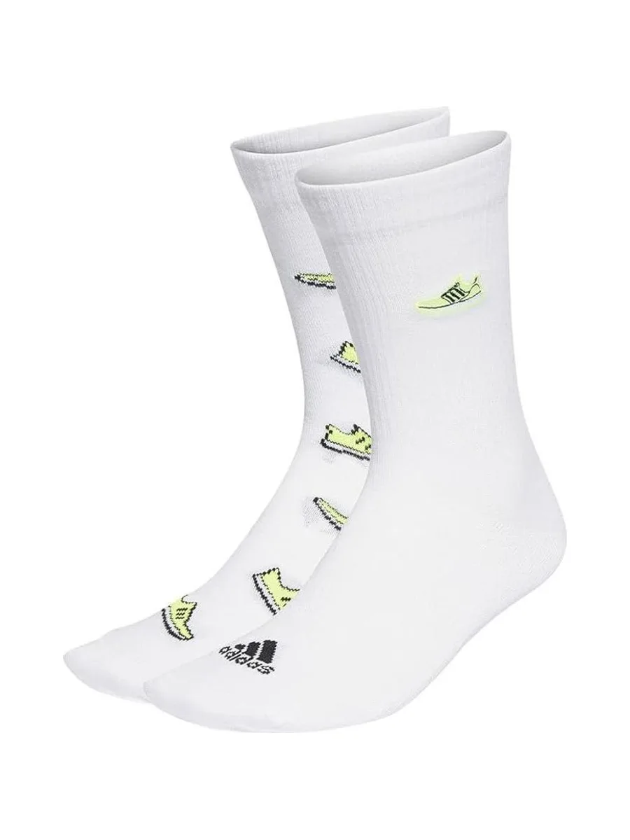 2x Paires de Chaussettes Blanches/Jaunes Homme Adidas IB3229 2