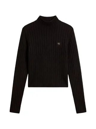 Pull Noir Mat Femme Calvin Klein Jeans Woven Label 2