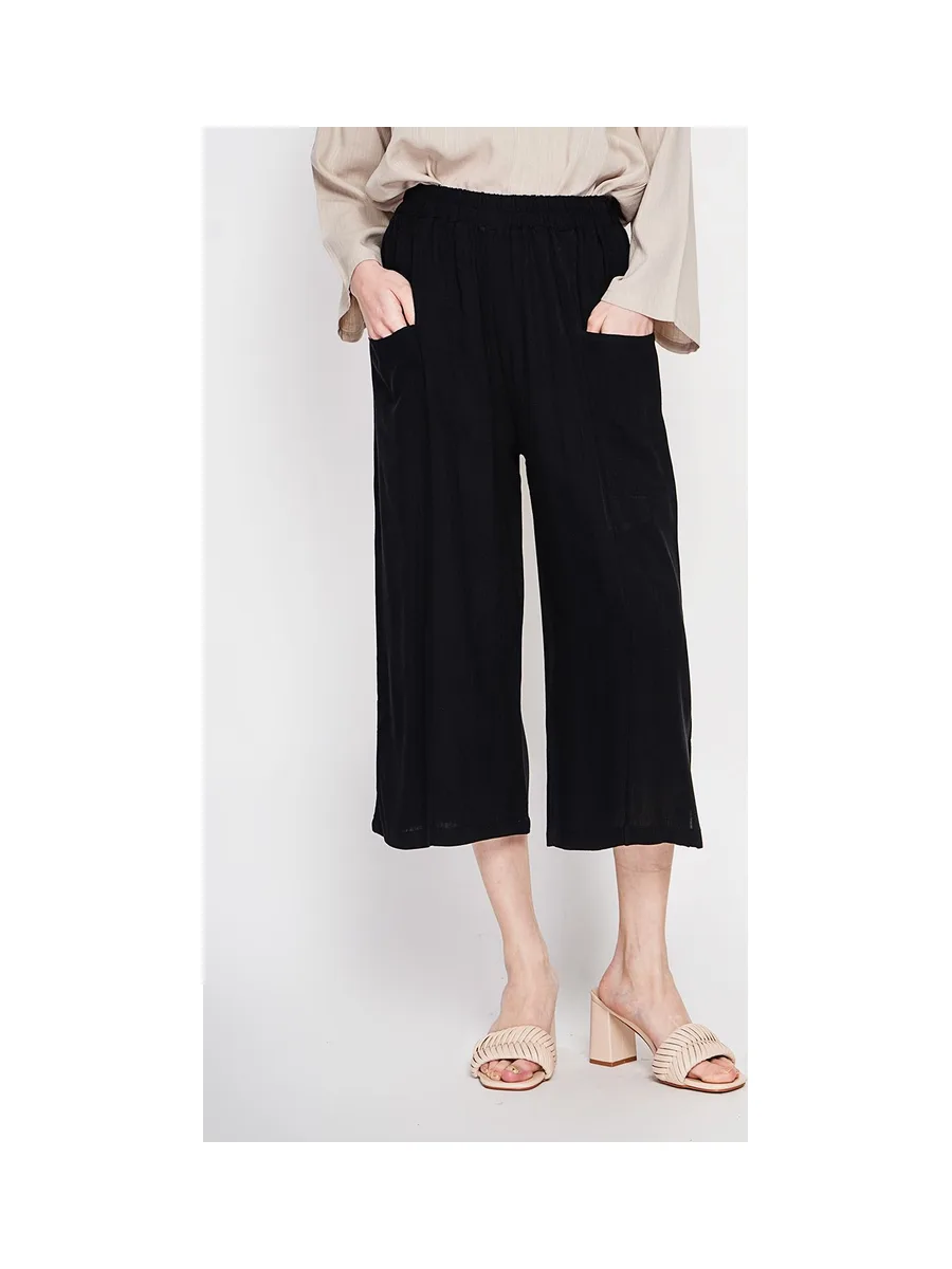 Pantacourt large taille haute avec poches devant 13