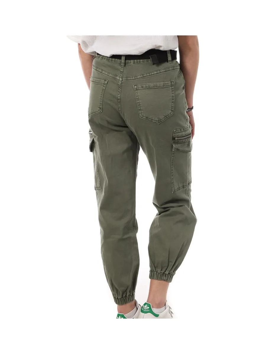 Pantalon Cargo Ceinture Kaki Femme Monday Premium LW-357 2