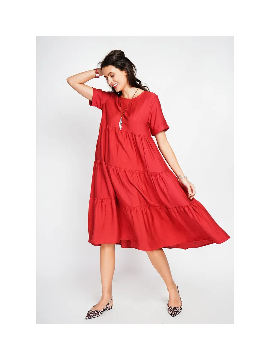 Robe longue coupe babydoll à manches courtes 15