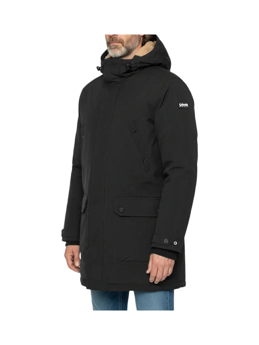 Parkas Noir Homme Schott Parka Fixe Doublee Sherpa 1