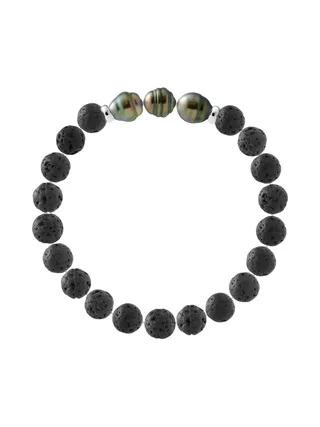 Bracelet Véritables Perles de Tahiti Cerclées 8-9 mm — Argent 925 Millièmes — 21 cm — Homme 2
