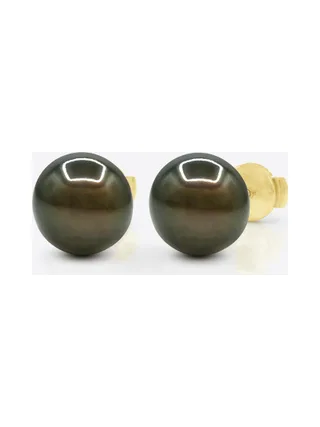 Boucles d'Oreilles Véritables Perles de Tahiti Rondes 10-11 mm — Or Jaune 375 Millièmes 1