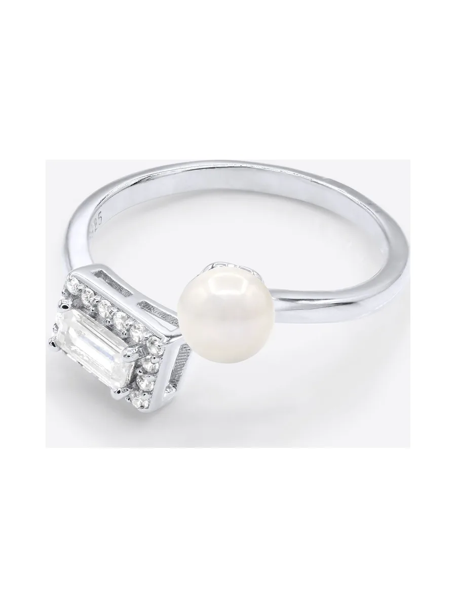 Bague Véritable Perle d'Eau Douce Bouton 5-6 mm — Argent 925 Millièmes Rhodié 1