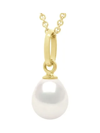 Pendentif Bélière Articulée Véritable Perle d'Eau Douce Poire 6-7 mm — Or Jaune 375 Millièmes 1
