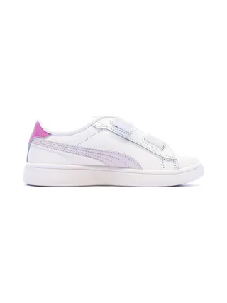 Baskets Blanc/Rose Fille Puma Smash 3.0 2