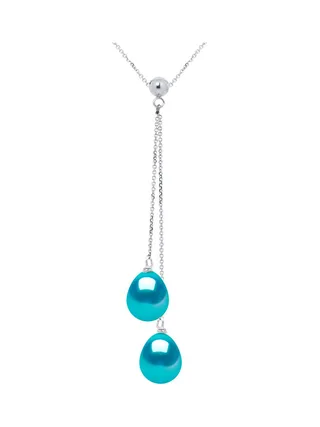 Collier Véritables Perles de Culture d'Eau Douce Poires 8-9 mm — Or Blanc 375 Millièmes — 42 cm 1