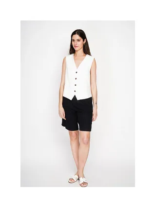 Gilet de costume court sans manches en lin doublé 3