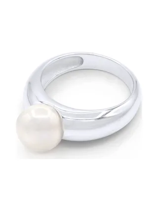 Bague Jonc Véritable Perle d'Eau Douce Ronde 8-9 mm — Or Blanc 375 Millièmes 1