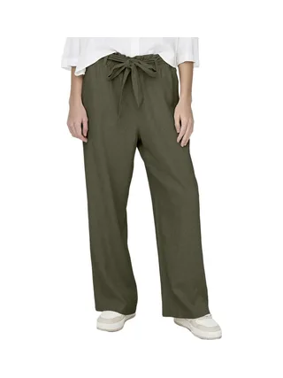 Pantalon en lin Kaki Femme JDY Say 1