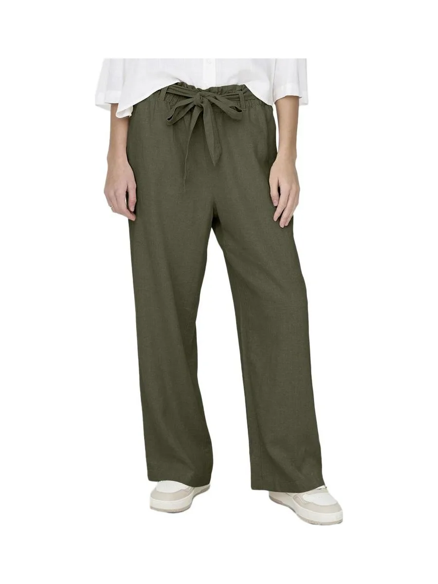 Pantalon en lin Kaki Femme JDY Say 2