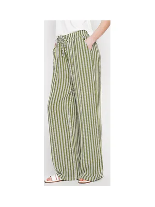 Pantalon taille haute à rayure avec cordons de serrage avec poches 1