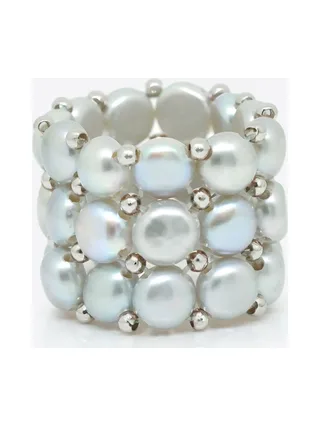 Bague 3 Rangs Véritables Perles d'Eau Douce 4 mm 5