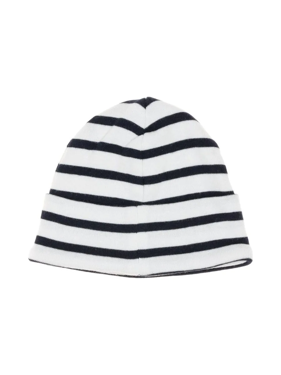 Bonnet à Rayure Blanc/Marine Garçon Bébé Elle est ou la mer Mousqua 2