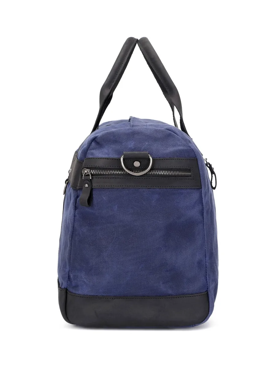 VLAD - Sac de voyage en cuir véritable et toile enduite - Bleu 36