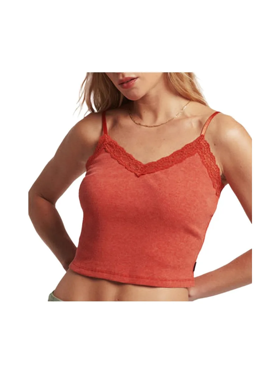 Top Orange Femme Superdry Vintage Lace Cami 2