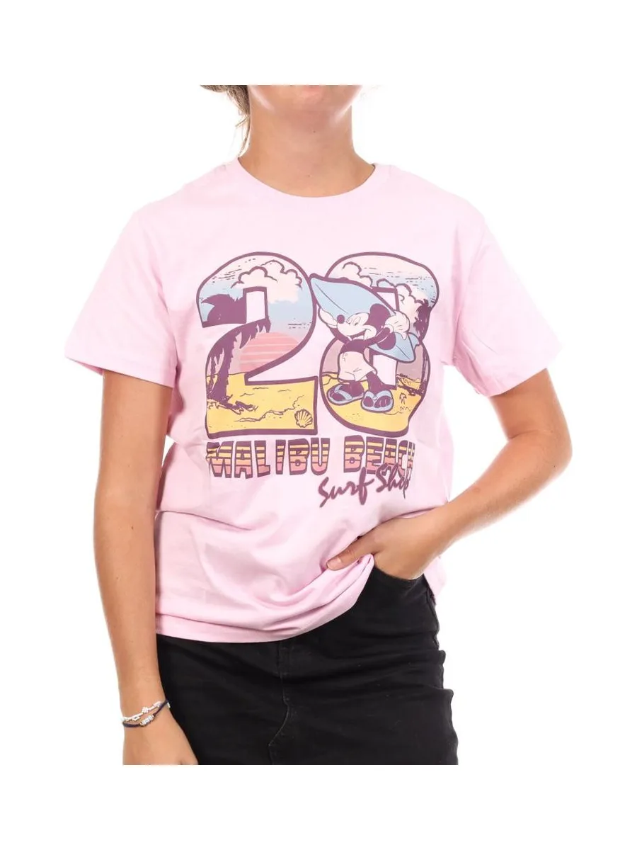 T-Shirt Rose Femme Disney Mickey Malibu Beach 2