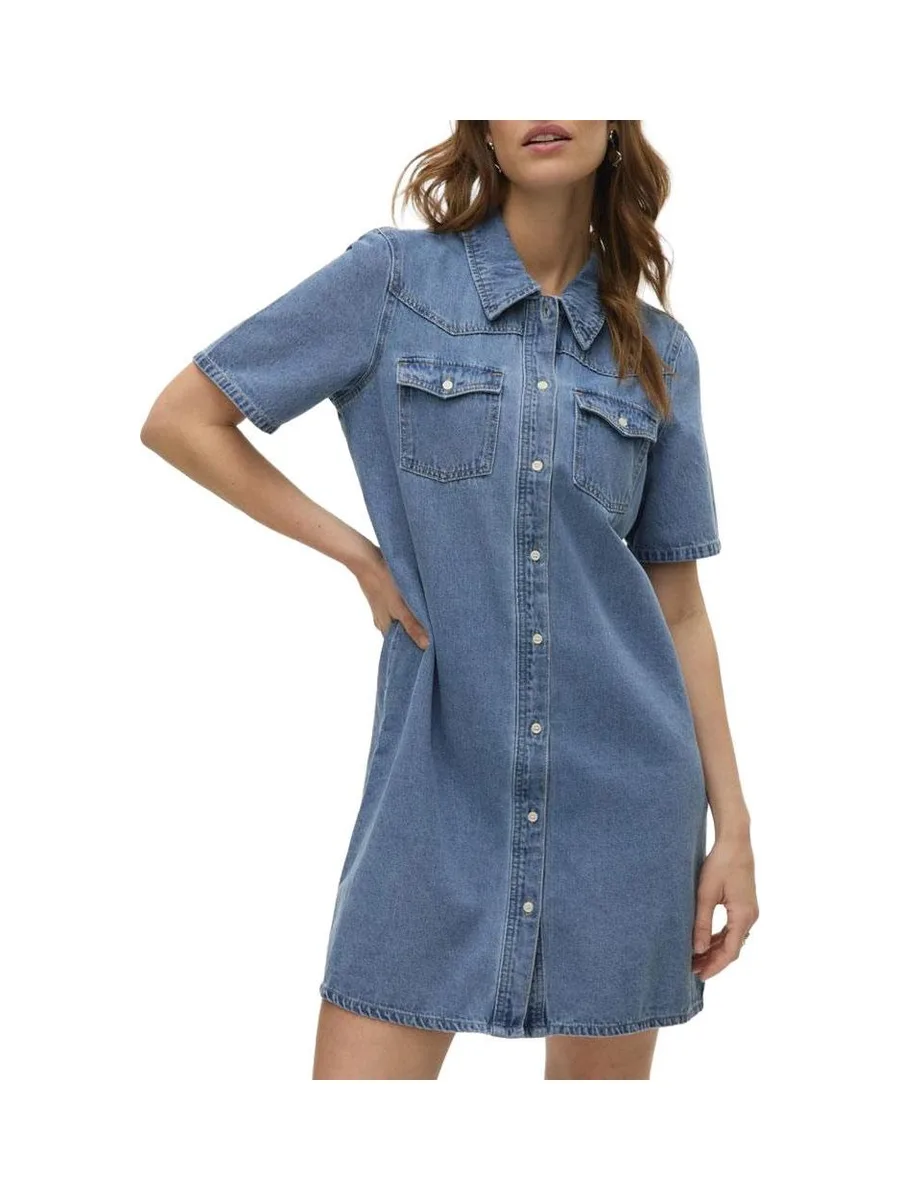 Robe en Jean Bleu Femme Vero Moda Austin 2/4 2