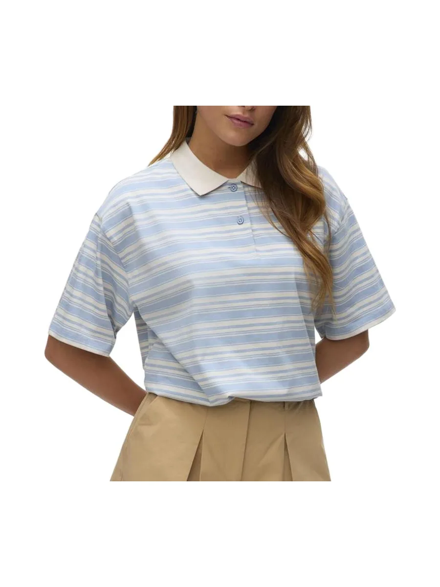 Polo Bleu/Blanc Femme Vero Moda Awmaren 2/4 2