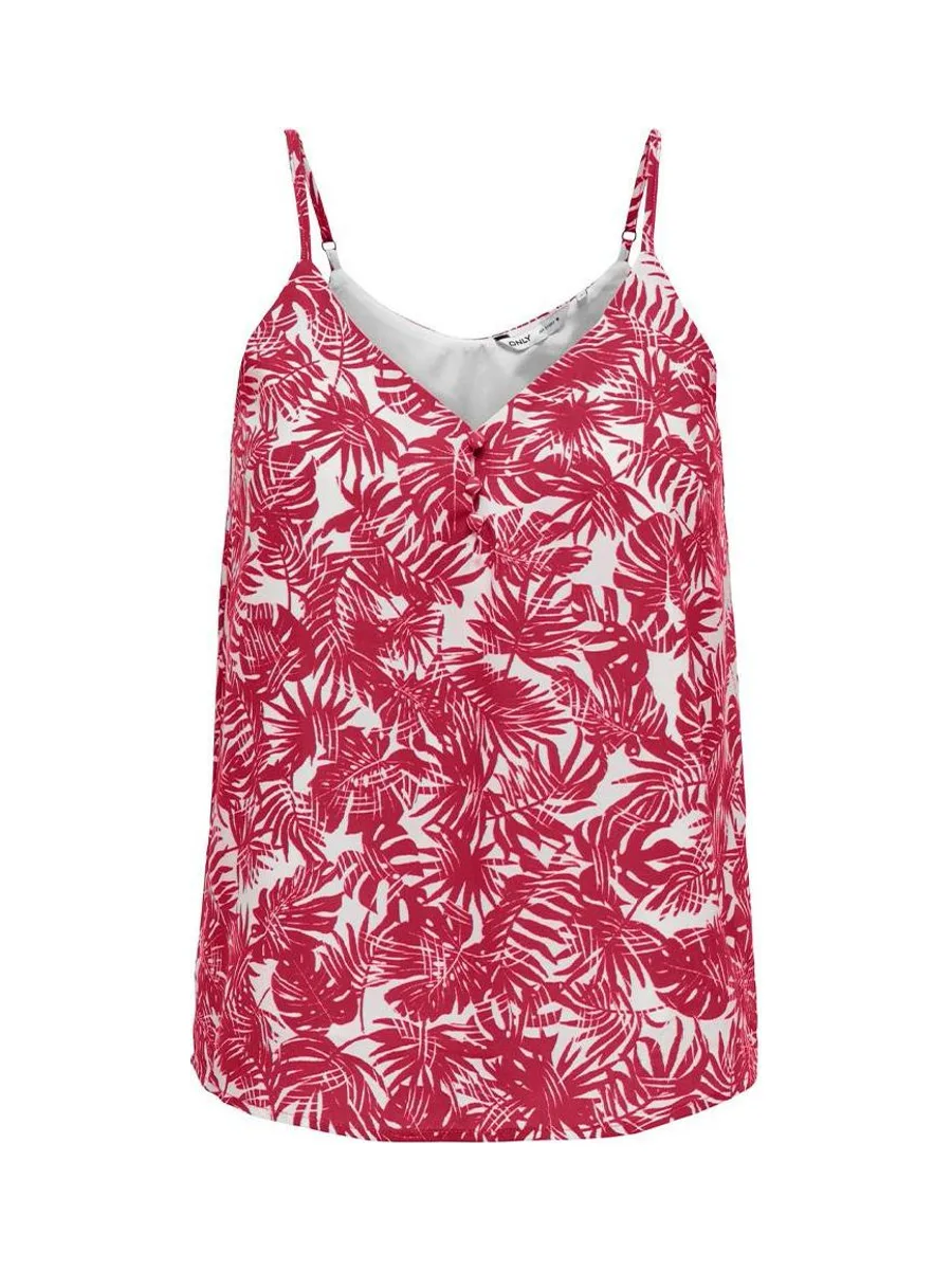 Débardeur Blanc/Rose Femme Only Button Singlet 1