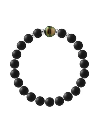 Bracelet Véritable Perle de Tahiti Cerclée 9-10 mm — Argent 925 Millièmes — 21 cm — Homme 2