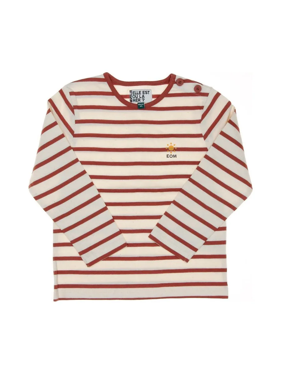 T-shirt Marinière Rose/Beige Enfant EOM Loris 2