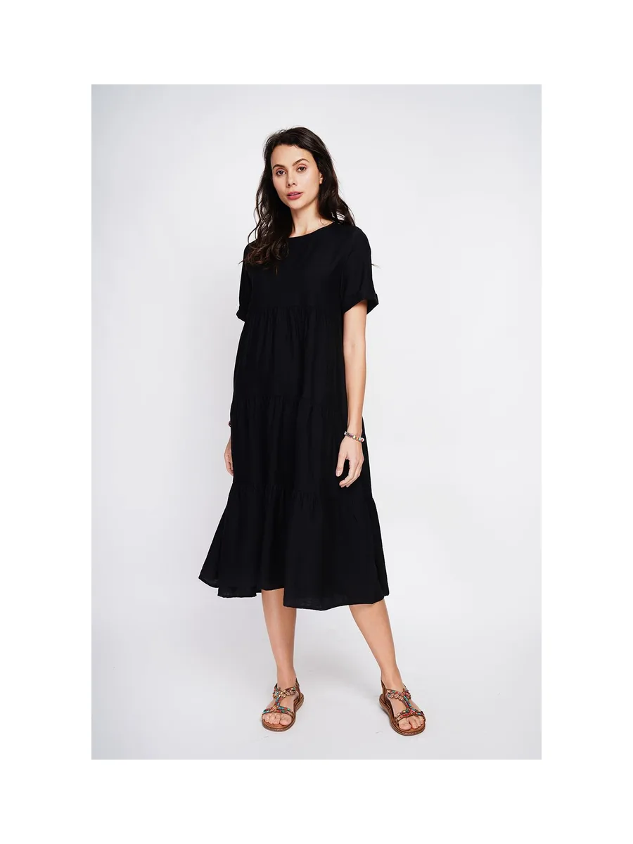 Robe longue coupe babydoll à manches courtes 11