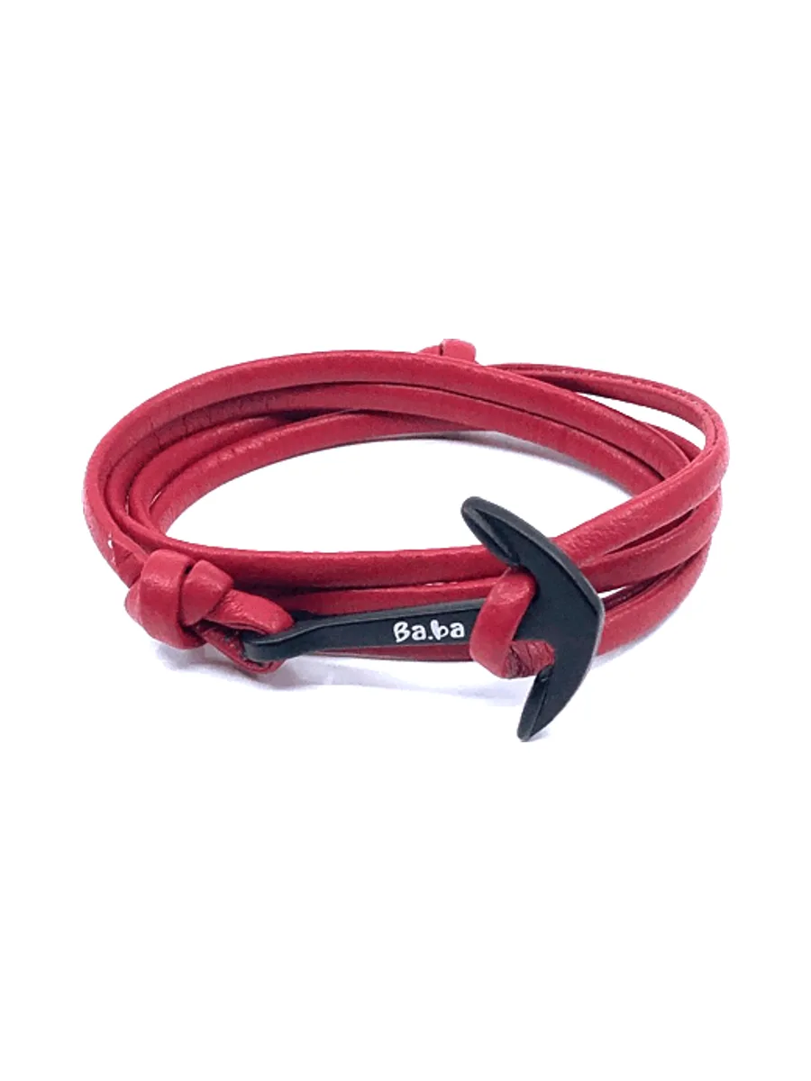 Bracelet Abbesses rouge - cuir 5