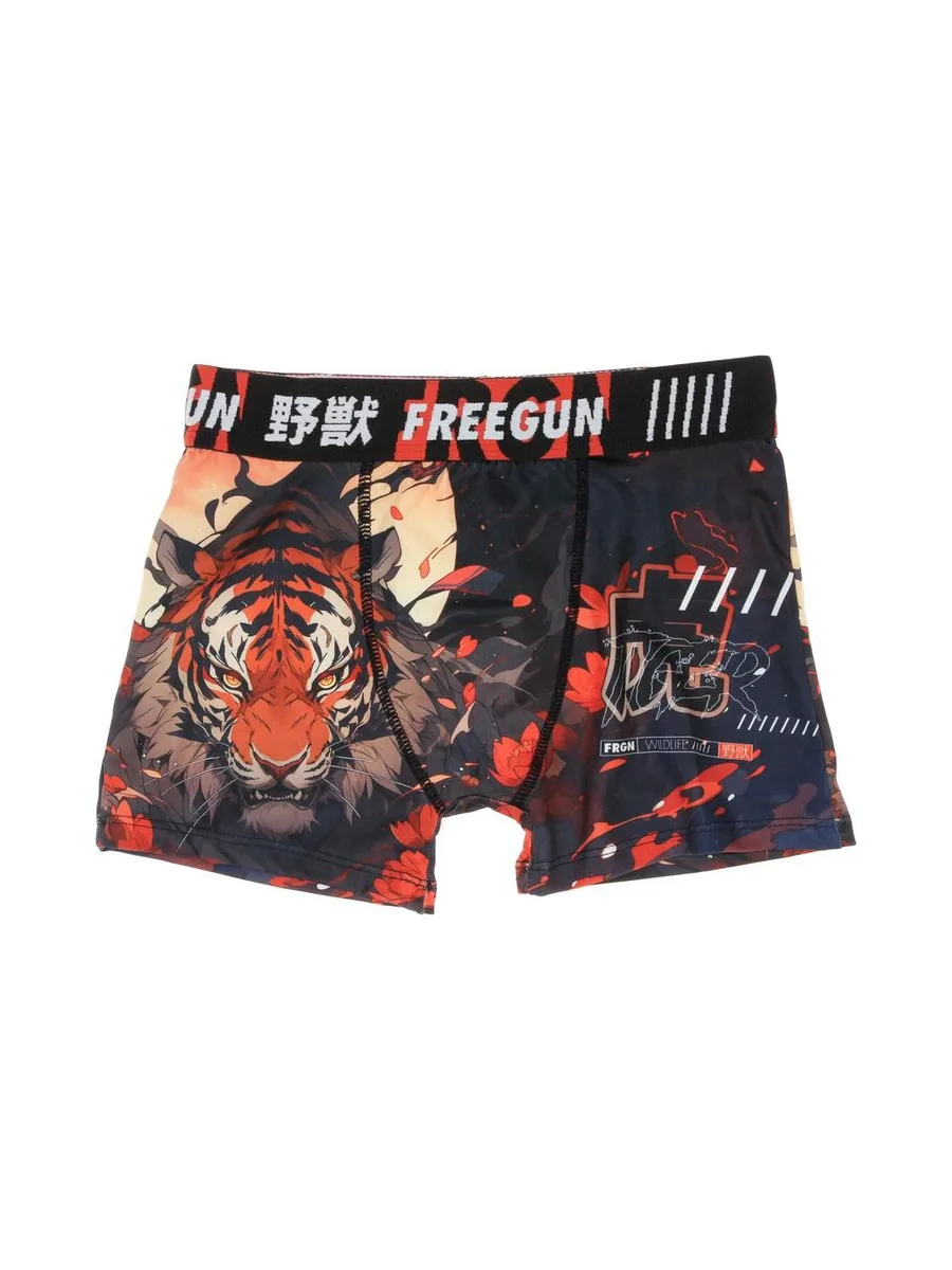 Boxer Noir/Orange à Imprimés Garçon Freegun TIG 2