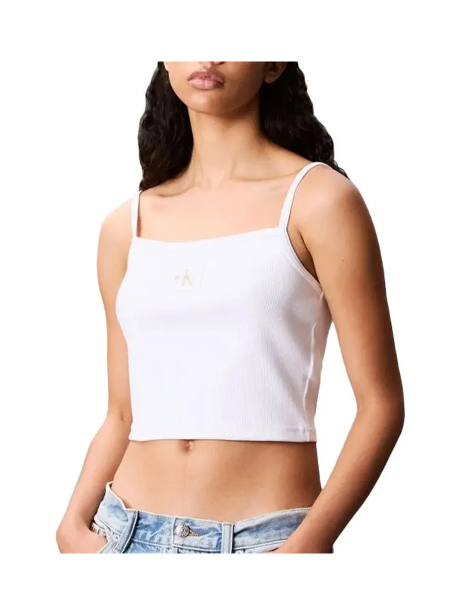 Débardeur Blanc Femme Calvin Klein Jeans A- Woven 2