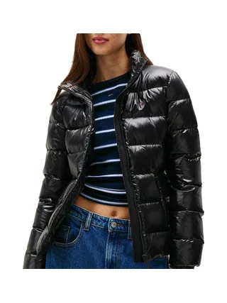 Doudoune Noir Brillant Femme Tommy Jeans slim zip Print 1