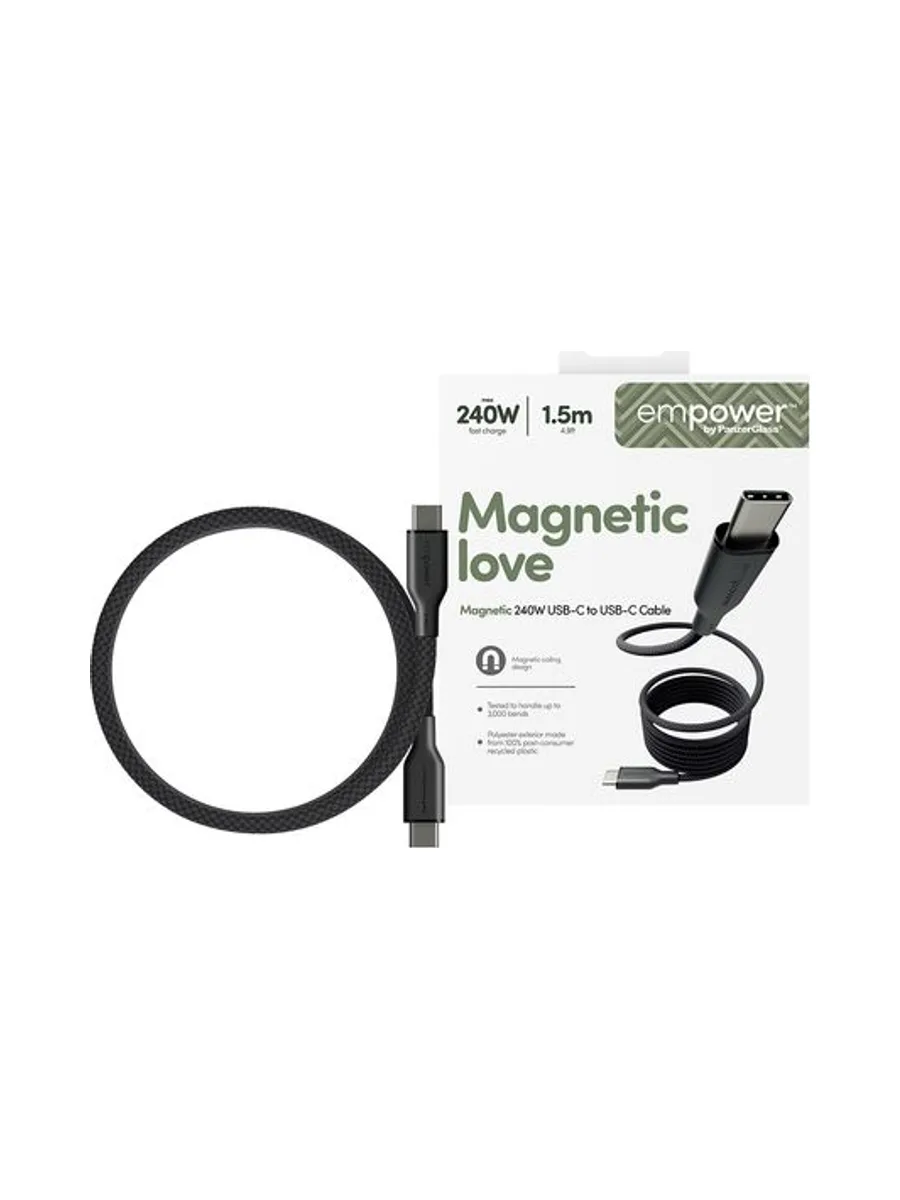 PanzerGlass empower™ by ® Magnetic 240W USB-C to USB-C Cable | USB 2.0 | 1.5M | Space Black USB cable 2