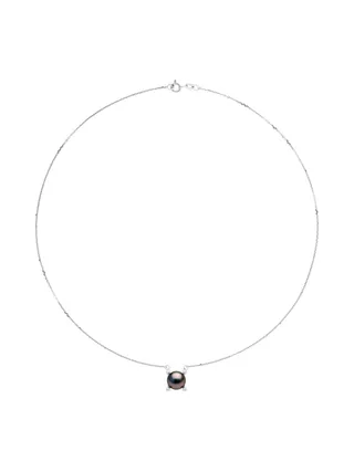 Collier Maille Forçat Véritable Perle de Tahiti Ronde 8-9 mm — Argent 925 Millièmes Rhodié — 42 cm 2