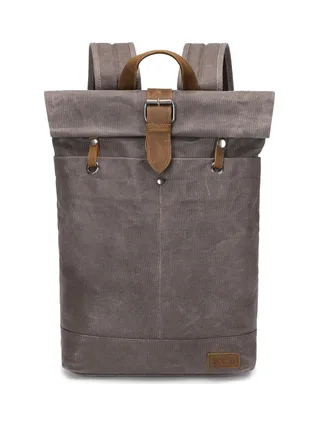 STAN - Sac à dos en cuir véritable et toile enduite - Bleu 17