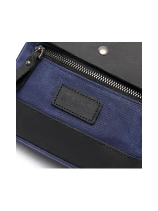 JEFF - Pochette banane en cuir véritable et toile enduite - Bleu 7