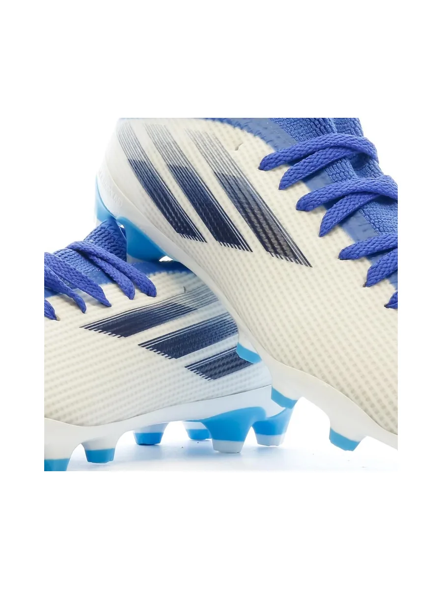 Chaussures de Football Blanche/Bleu Garçon Adidas X Speedflow.3 Mg J 7