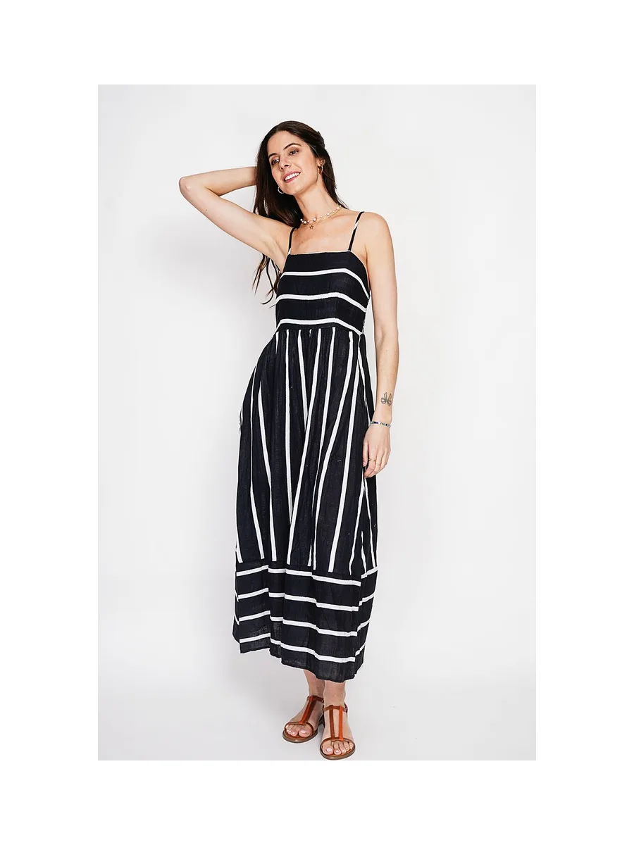 Robe Longue d'Été à Bretelles Rayée 10