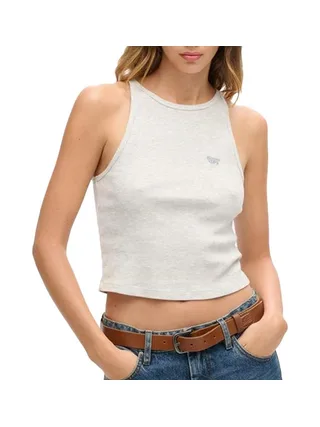 Débardeur Beige Femme Superdry Essential Logo Racer 1