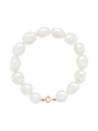 Bracelet Véritables Perles de Culture d'Eau Douce Baroques 11-12 mm — Or Jaune 375 Millièmes — 18 cm 1