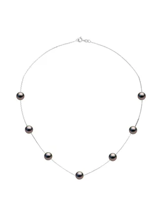 Collier Véritable Perle de Tahiti Ronde 7-8 mm — Or Blanc 375 Millièmes — 42 cm 1