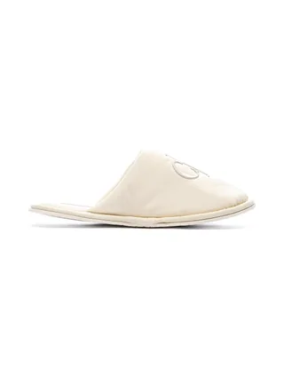 Chaussons Blanc Femme Calvin Klein Jeans Slipper Satin Moire 2