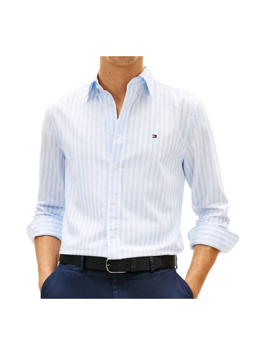 Chemise Bleu/Blanche Homme Tommy Hilfiger Poplin 2