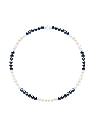 Collier Véritables Perles d'Eau Douce Rondes 6-7 mm — Or Blanc 375 Millièmes — 42 cm 1