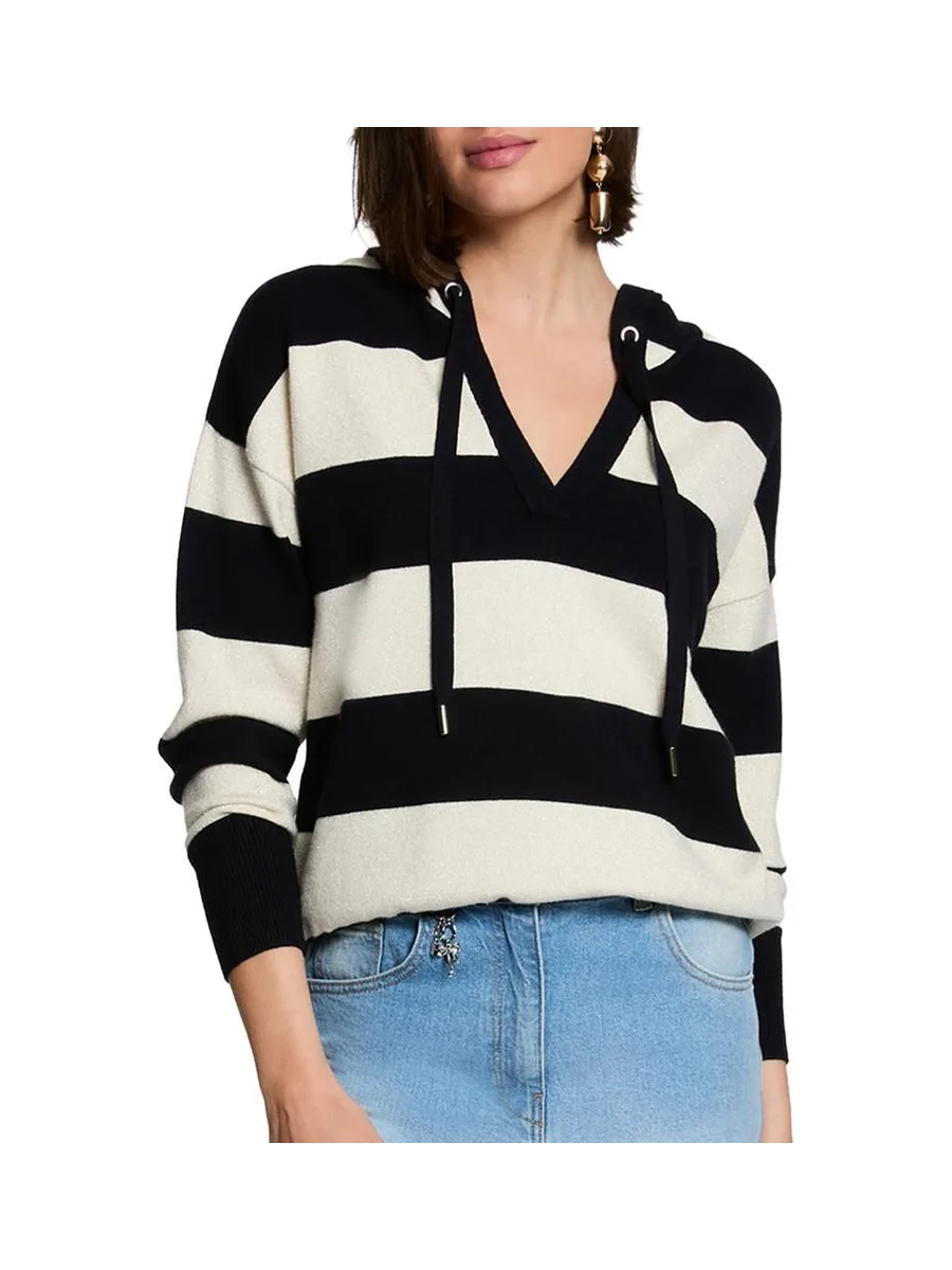 Pull Blanc/Noir Femme Morgan Preppy 2