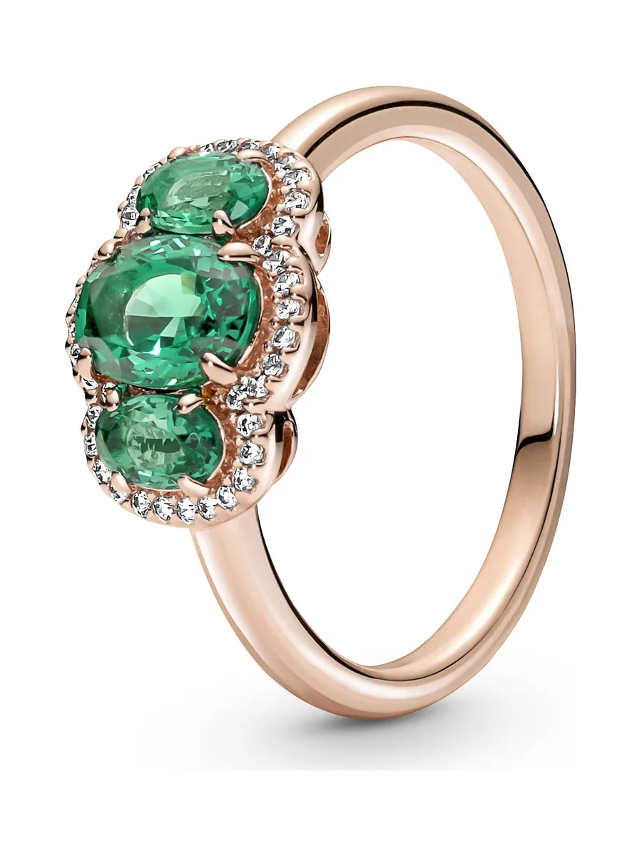 Pandora - Bague Crystal en plaqué or rose 14 carats vert 1